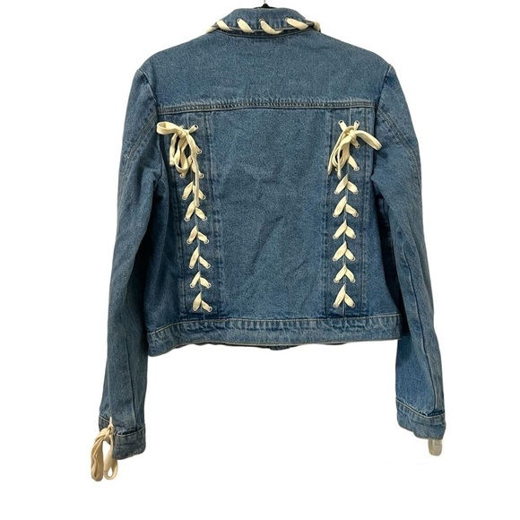 Endless Rose Denim Lace Up Jean Jacket - Picture 2 of 4